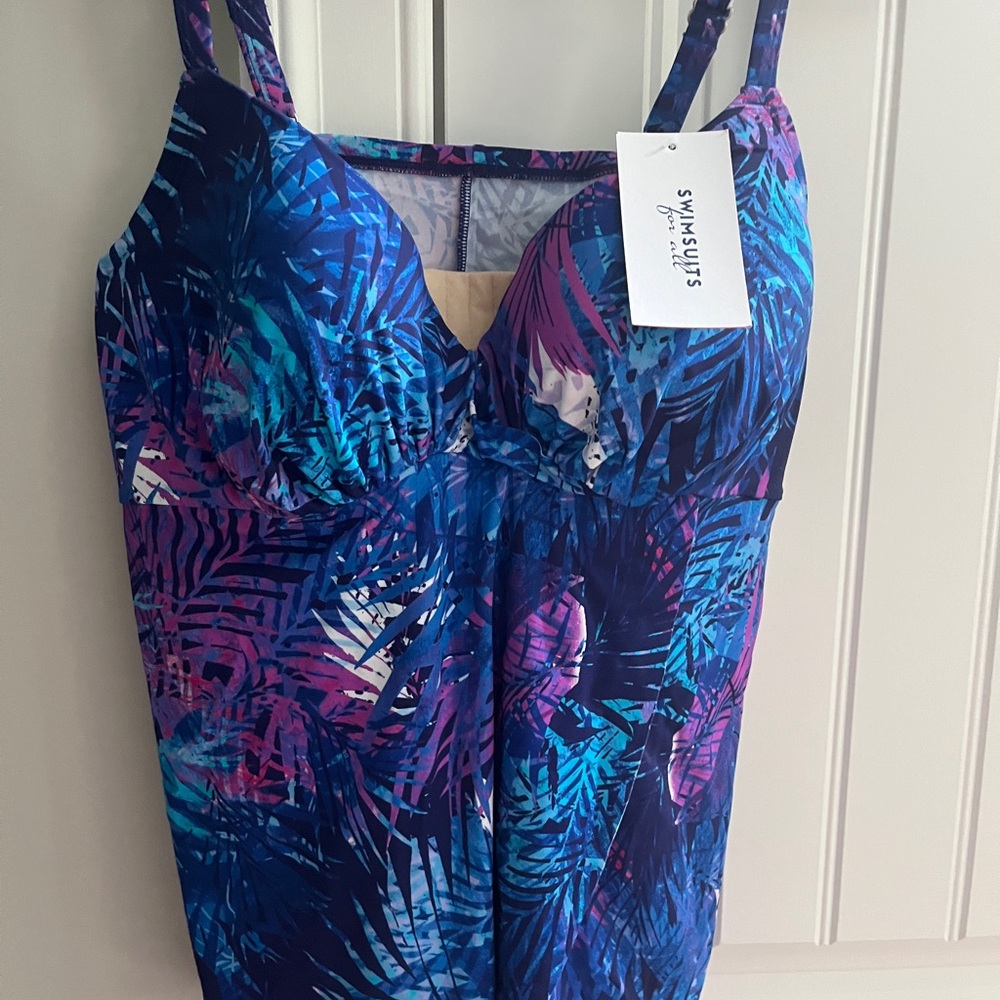 💙💙Women's Blue and Purple Tropical Print Bathing Suit Top NWT FREE SHIP TODAY